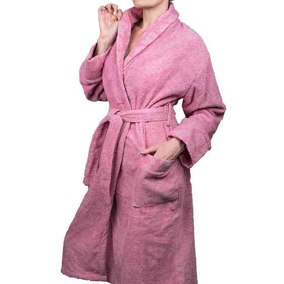Махровий халат GM Textile 100% бавовна 400 г/м2 (Рожевий) XXXL Суми