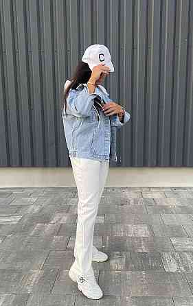 Джинсовая куртка женская оверсайз с белым капюшоном р 42-46 Харьков