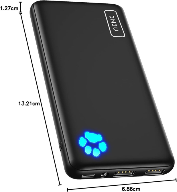 Power Bank INIU 10000 мАч, 3A быстрая зарядка, USB-C IN/OUT, 2×USB-A, 3 устройства, тонкий корпус, Black Киев - изображение 9