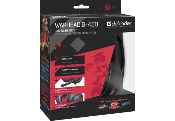 Гарнітура Defender Warhead G-450 Red-Black (64146) (6358195) Київ - фото 4