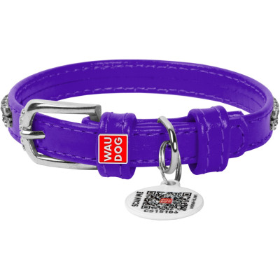 Нашийник для тварин WAUDOG Glamour з QR-паспортом "Стрази" XS Ш 9 мм фіолетовий (33069) Вінниця - фото 1