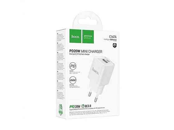 Мережевий зарядний пристрій USB C147A 1USB/PD20W/QC3.0 білий ТМ HOCO Київ