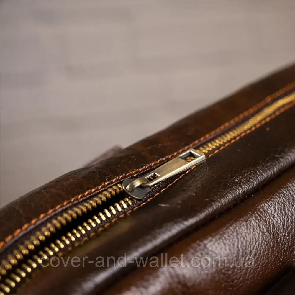 Чоловіча ділова шкіряна сумка під ноутбук та документи А4 коричневого кольору VINTAGE STYLE Київ - фото 9