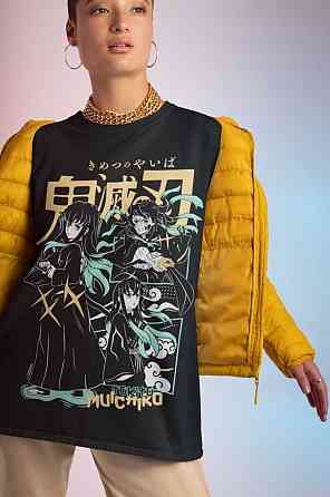 Футболка для хлопчика з аніме принтом Вбивця демонів оверсайз (зріст від 165 до 180) Чорний AnimeJ0941m Дніпро