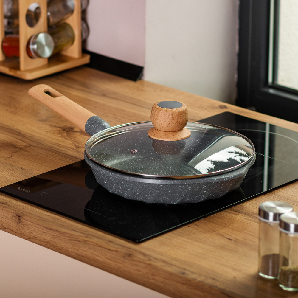 Алюмінієва сковорода 1,8 л з мармуровим антипригарним покриттям Ø 24 см сіра MGC HP-4-423G Коломия - фото 6