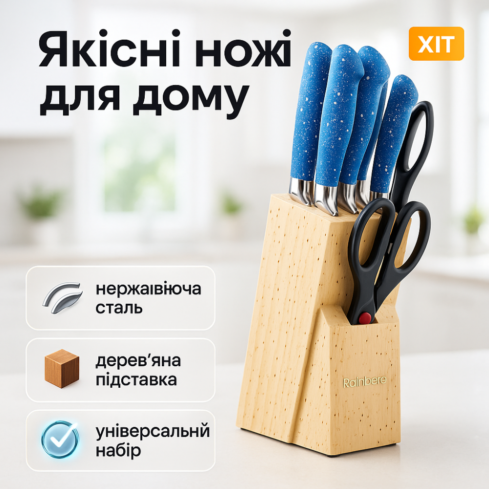 Кухонні ножі для домашнього використання, Професійний кухонний набір ножів, Набір ножів для нової кухні WA-45 Львів - фото 10