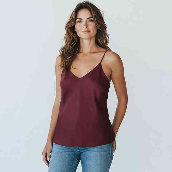 Шовкова майка на тонких бретельках Бордовий 3XL/4XL Харків