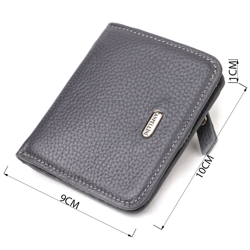 Лаконичный женский кошелек небольшого размера из натуральной кожи флотар CANPELLINI 21801 Серый Киев - изображение 8