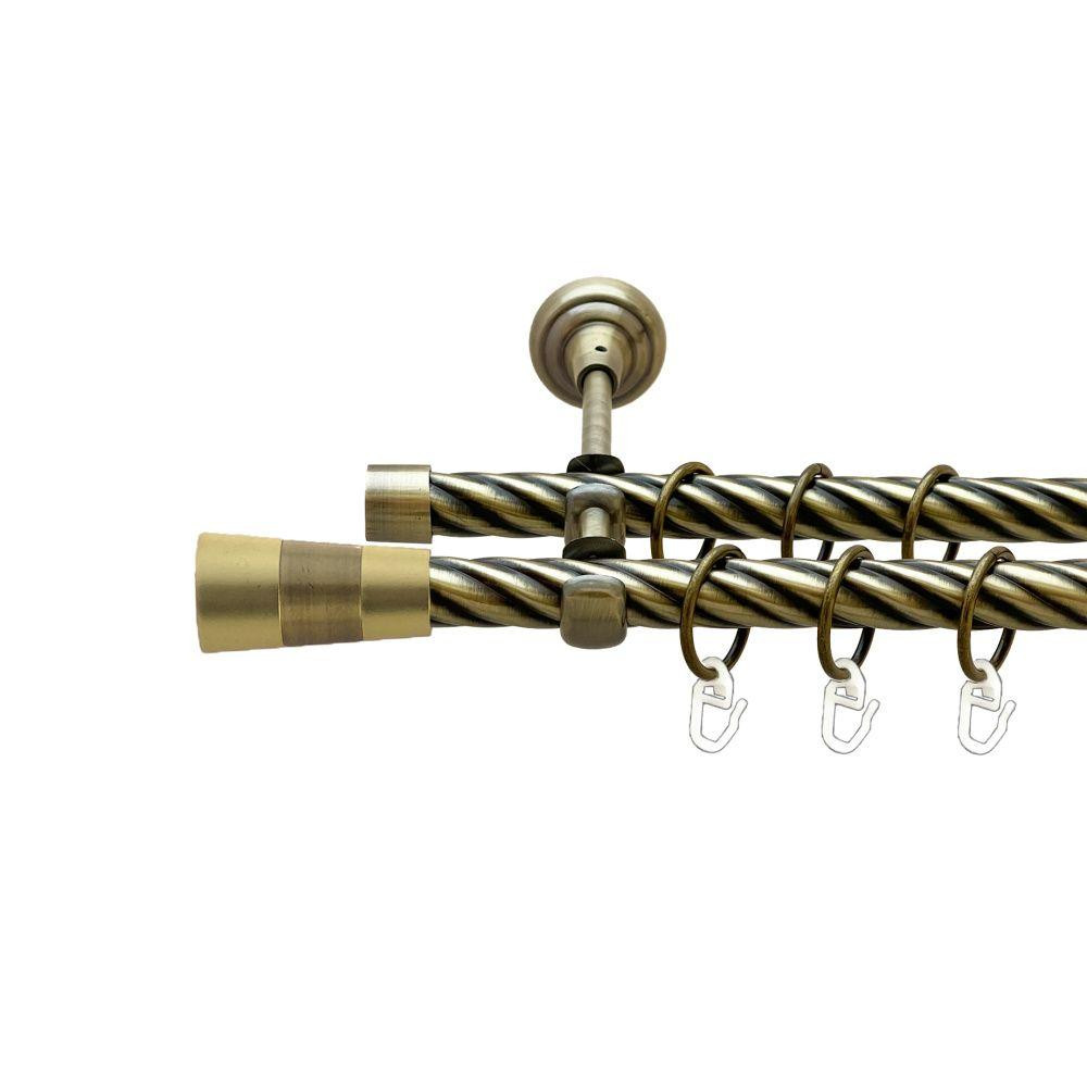 Карниз Orvit Валео металевий дворядний відкритий скручена труба кільце металеве Антик 19\19 мм 300 см (00-00022192) Львів - фото 1