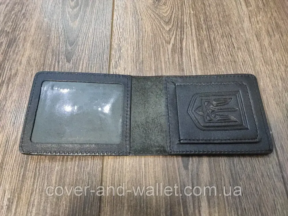 Шкіряна обкладинка СБУ з додатковою кишенею чорного кольору Київ - фото 3