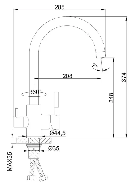 Смеситель для кухни на две воды Frap F4352 с подключением к фильтру, хром Киев - изображение 6