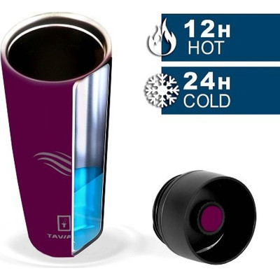 Термокружка Tavialo матовий бордовий колір + 2 ущільнювальних кільця 460 мл (190460103) Винница - изображение 2