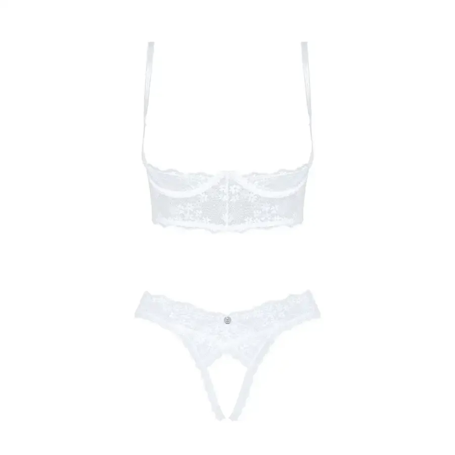 Еротичний комплект Obsessive Heavenlly 2-pcs cupless set XL/2XL, відкриті груди, з доступом Львів - фото 3