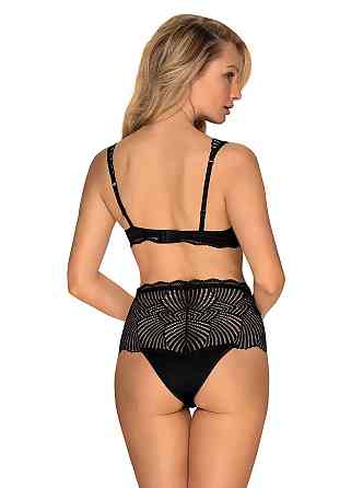Комплект кружевной Obsessive Klarita лиф и трусики с высокой посадкой, черный, L/XL Sex Aura Киев