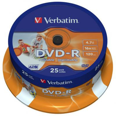 Диск DVD Verbatim 4.7Gb 16X CakeBox 25шт Printable (43538) Вінниця - фото 1