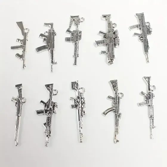 Набор подвесок «Автоматы» 10 шт – серебристые кулоны для украшений и рукоделия Киев