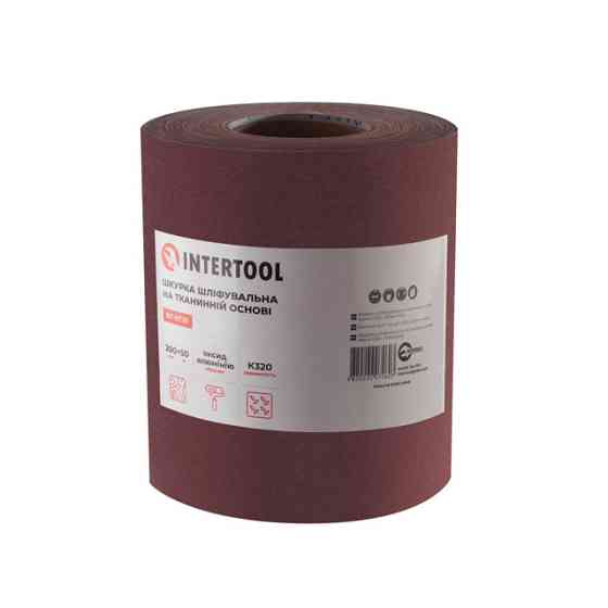 Шкурка шліфувальна, тканинна основа, К320, 200 мм × 50 м INTERTOOL BT-0726 Київ