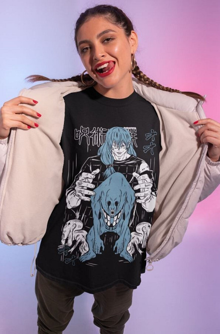 Футболка чоловіча з аніме принтом Магічна битва оверсайз (S/M/L) Чорний AnimeJ1149 Дніпро - фото 8