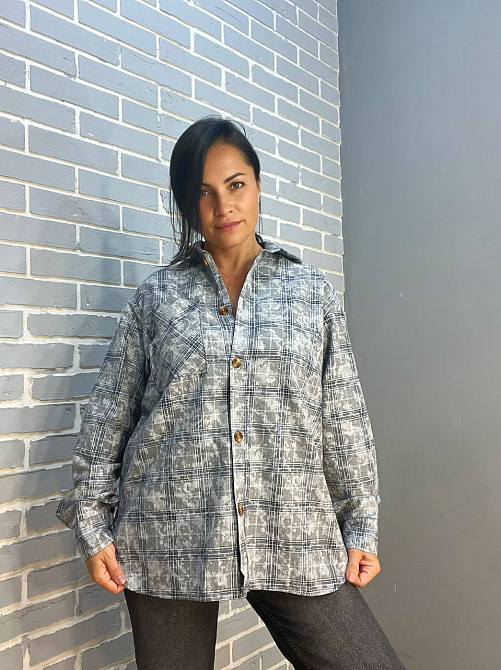 Сорочка жіноча Ariadna 2373 картата оверсайз коттон варка one size, сірий, one size Київ - фото 4