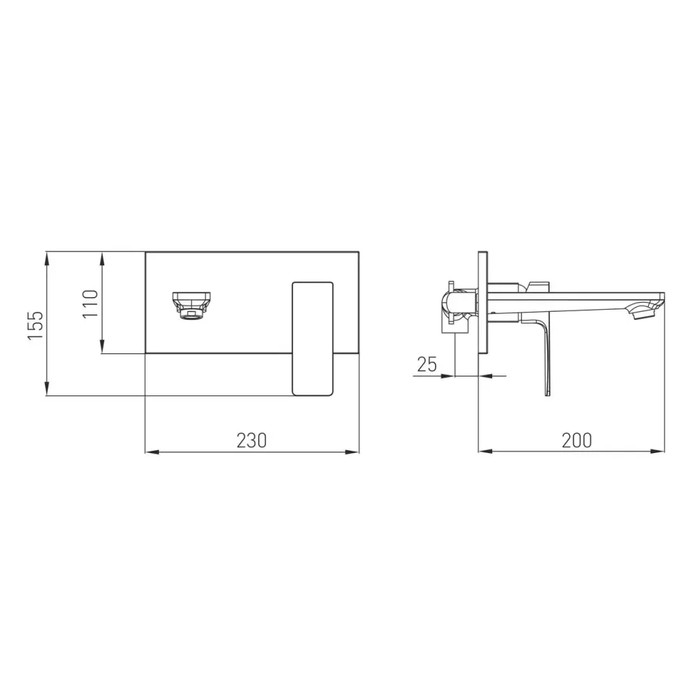 Настенный смеситель для умывальника WEZER PRO10-02-BLACK черный Киев - изображение 2