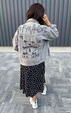 Джинсовая куртка женская весна/осень р 42-46 Серый Харьков