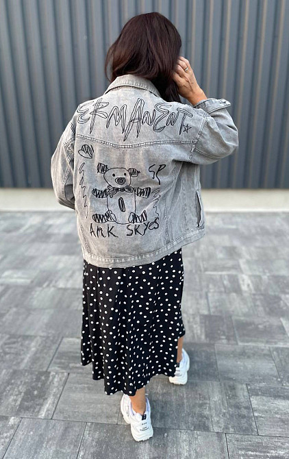 Джинсовая куртка женская весна/осень р 42-46 Серый Харьков - изображение 1