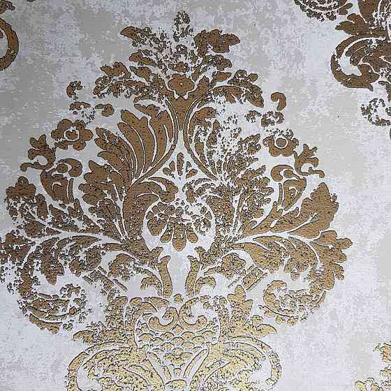 Шпалери флізелінові еко Galerie Metallic FX 0,53Х10 англійські вензель золотом структурних на бежевому фоні Київ