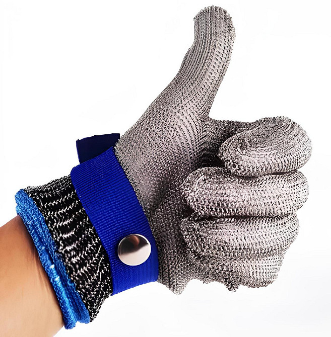 Кільчужна рукавичка RESTEQ S з нержавіючої сталі, рукавички від порізів, захисні порізостійкі Київ - фото 1