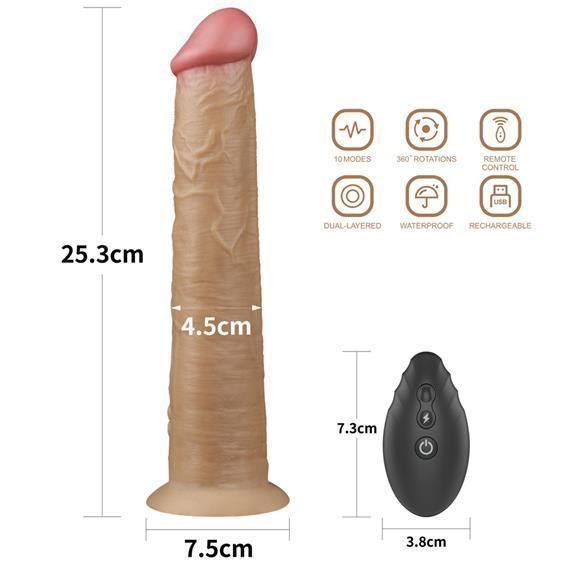 Вібратор - Dual-Layered Silicone Rotator 10" Flesh Sex Aura Київ - фото 3