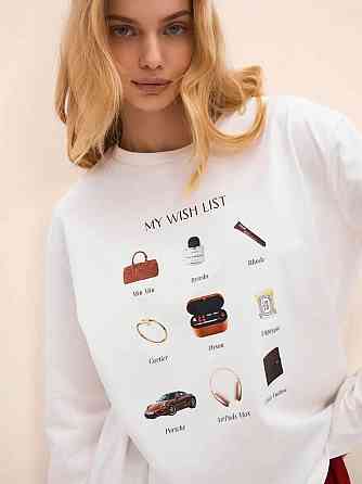 Жіночий оверсайз лонгслів з накатом "MY WISH   LIST" турецький кулір Одеса