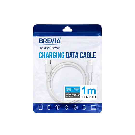 Кабель Brevia Type-C to Lightning 30W 1м, білий ZIP (51100WCLZ1) Львів