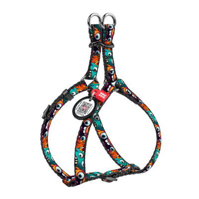 Шлей для кошек WAUDOG Nylon с QR паспортом "Зубастые монстры" пластиковый фастекс XS (319-4048) Винница - изображение 1