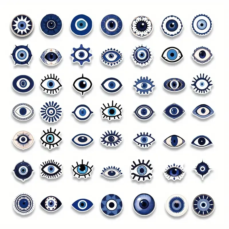 Набір стікерів “Зле око” 50 шт — обереги синього кольору для декору, ноутбука, гітари, валізи Київ - фото 5