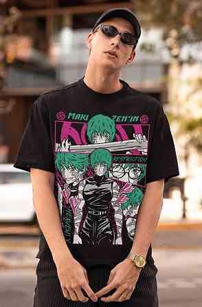 Футболка для мальчика аниме Магическая битва оверсайз (рост от 165 до 180 ) Черний AnimeJ1124m Днепр