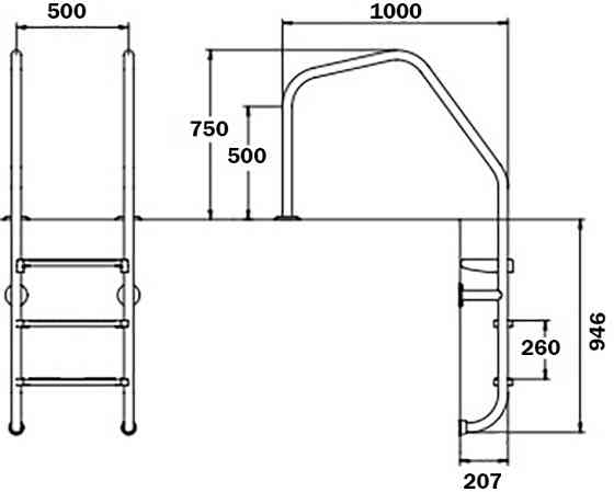 Лестница для бассейнов Flexinox Overflow Special (3 ступени). AISI-316L Киев