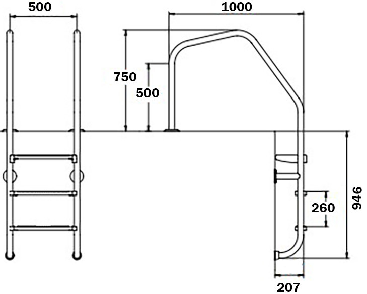 Лестница для бассейнов Flexinox Overflow Special (3 ступени). AISI-316L Киев - изображение 4