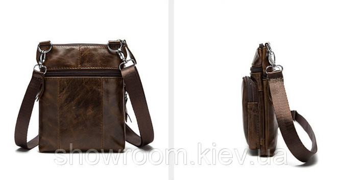 Маленька чоловіча шкіряна сумка Leather Collection (5042) brown Київ - фото 4