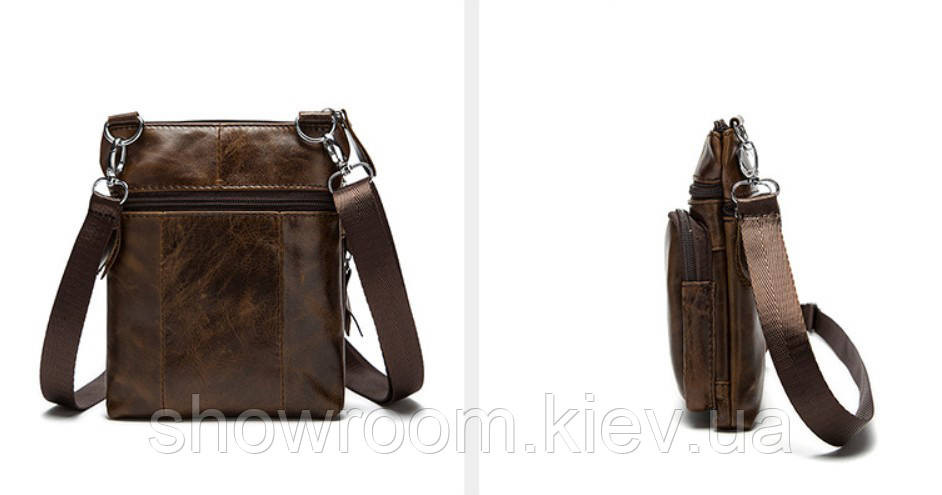 Маленькая мужская кожаная сумка Leather Collection (5042) brown Киев - изображение 4