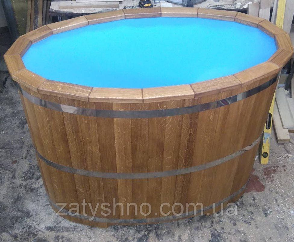 Овальна дубова купіль з поліпропеленовою вставкою 140*90*110 Київ - фото 2