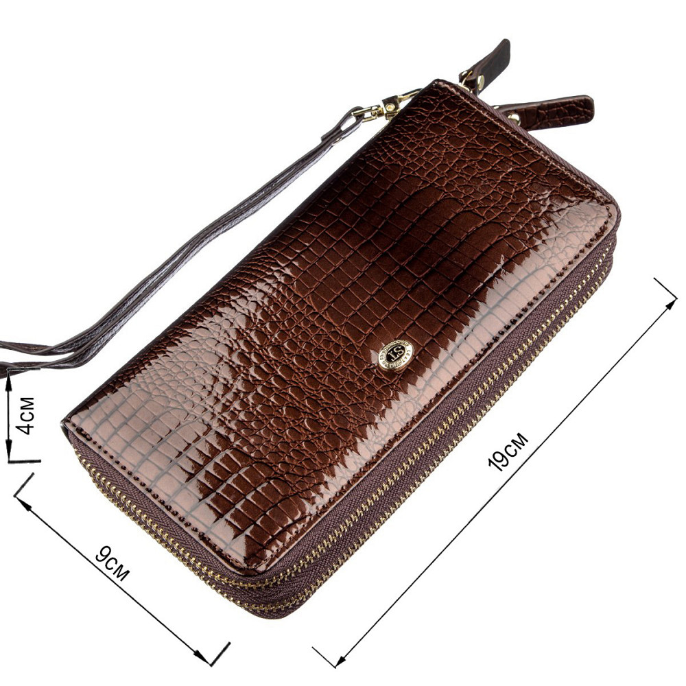 Жіночий лаковий шкіряний клатч коричневий (ST Leather) Київ - фото 15