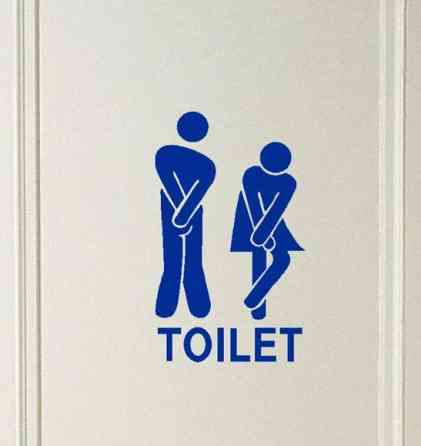 Синяя наклейка на дверь туалета 11*18см Киев