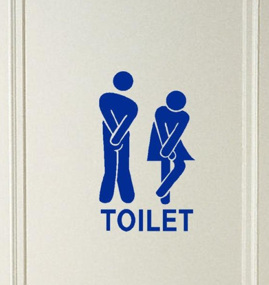 Синя наклейка на двері туалету 11*18см Київ - фото 1