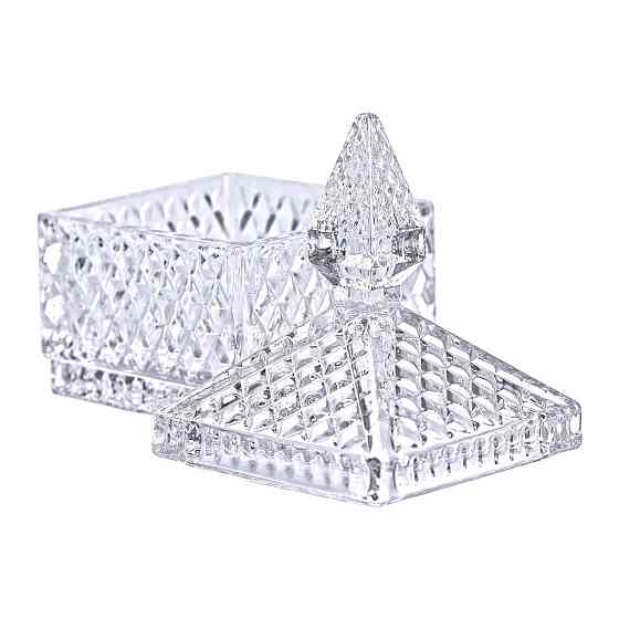 Стеклянная конфетница с крышкой квадратная 15 см Киев