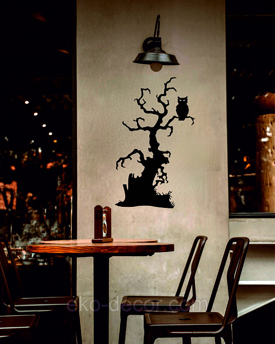 Декоративне настінне Панно «Хелловіїн, силует дерева», Декор на стіну 70*42 см, Чорний Київ - фото 7