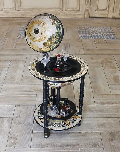 Глобус баров напольный Карта мира бежевый на черной основе сфера Киев - изображение 2