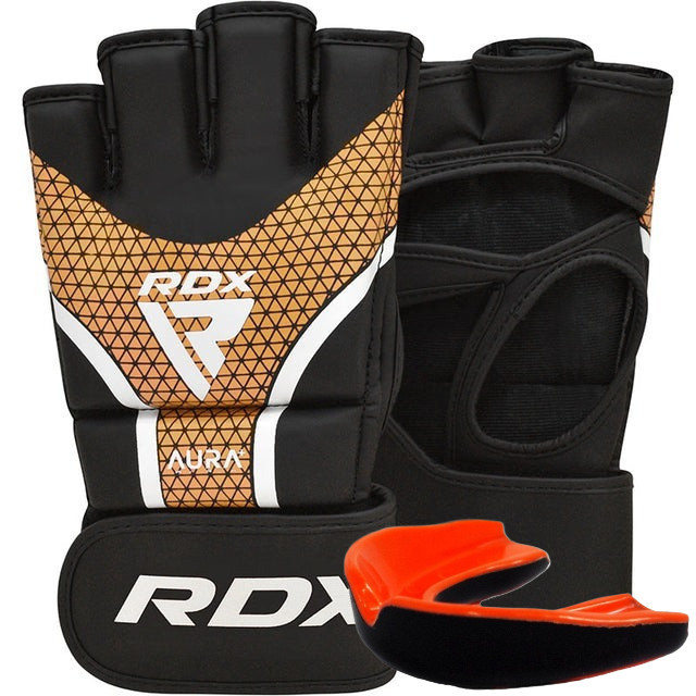 Рукавиці для RDX AURA PLUS T-17 Black Golden L (капа в комплекті) Кам'янське - фото 1