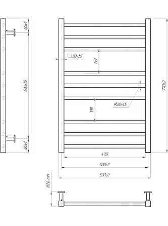 Водяной полотенцесушитель Mario INOX  Премиум Классик 770х540/500 черный мат Киев