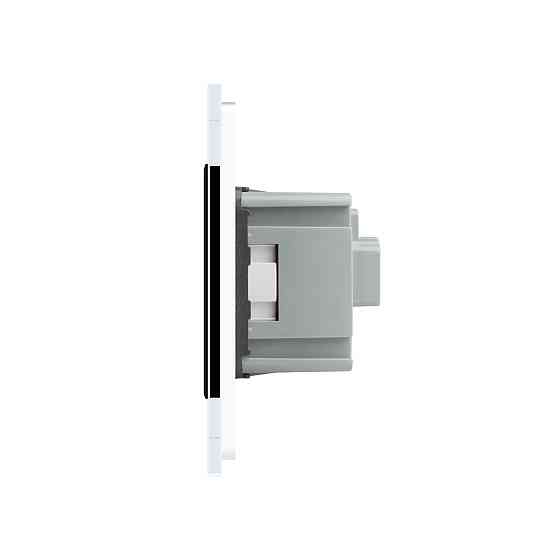 LIVOLO Електрична розетка з заземленням LIVOLO, біла з чорною вставкою, шторки, скло, 250В 16А Коломия