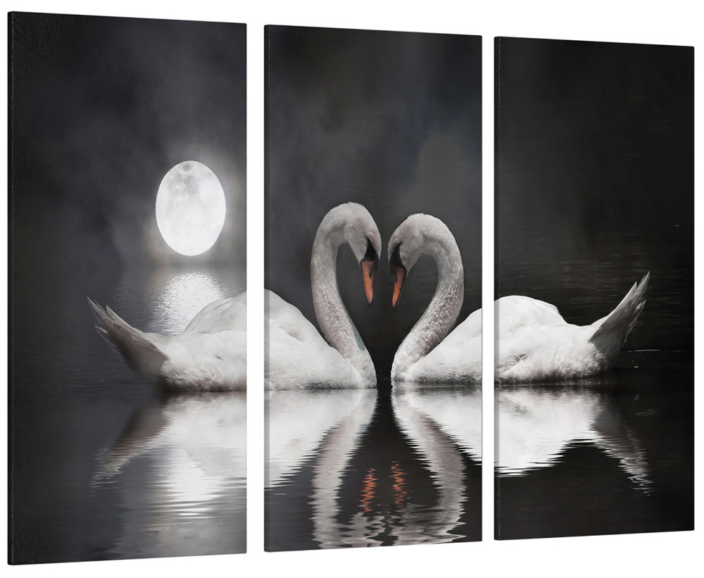 Модульна картина Лебеді Місяць Art-128_XXL Київ - фото 1