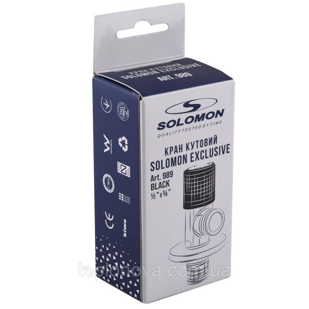 Кран кутовий кераміка SOLOMON EXCLUSIVE 1/2″X3/4″ 989 BLACK/CHROME ( 1шт.) Чернівці - фото 4